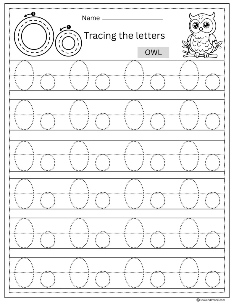 Tracing Letter O worksheet with uppercase and lowercase O practice for preschoolers