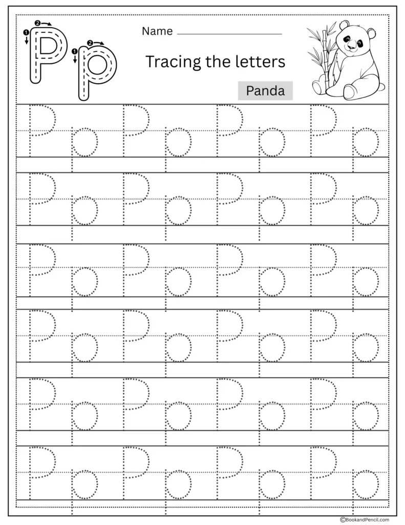 Tracing Letter P worksheet with uppercase and lowercase P practice for preschoolers