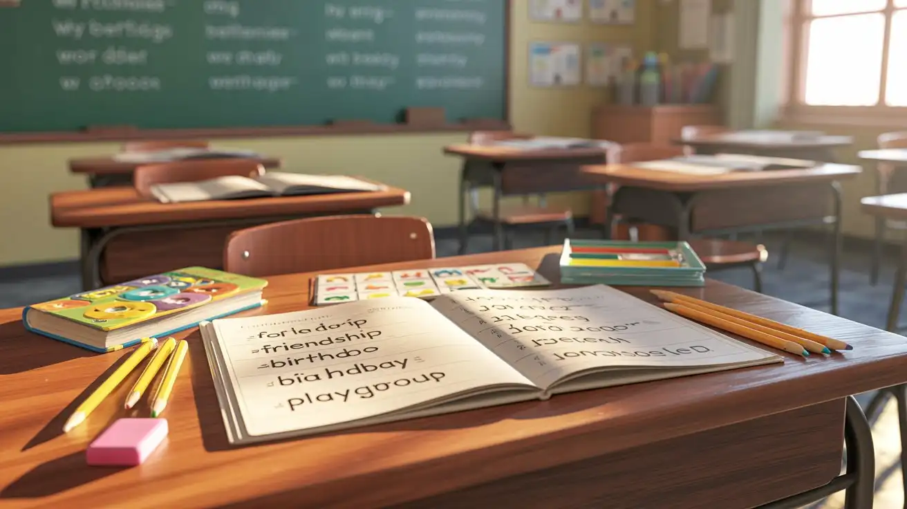 Book and Pencil Blogs 2 Third grade spelling words practice with workbook, pencils, and spelling patterns on a classroom desk