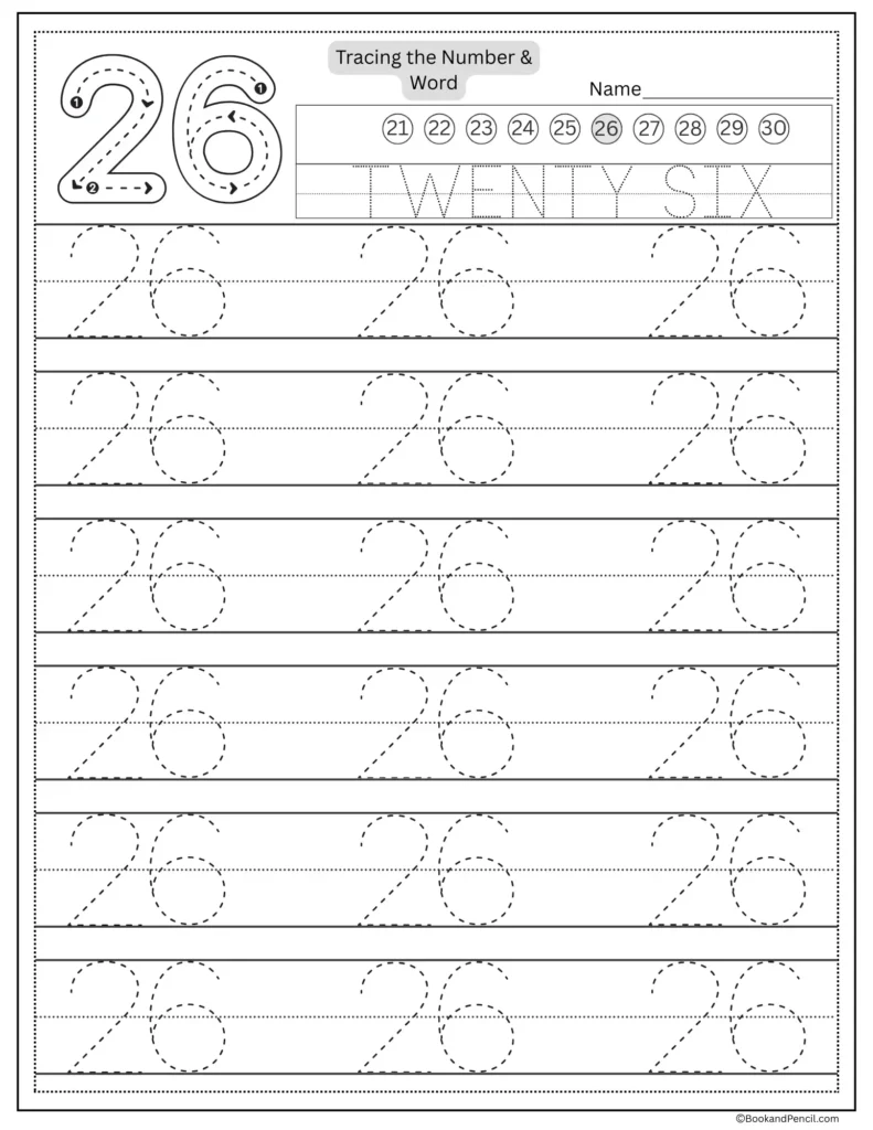 number tracing worksheet 26