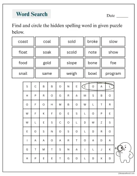 Word search puzzle worksheet for grade 3 students to practice spelling, vocabulary, and word recognition skills